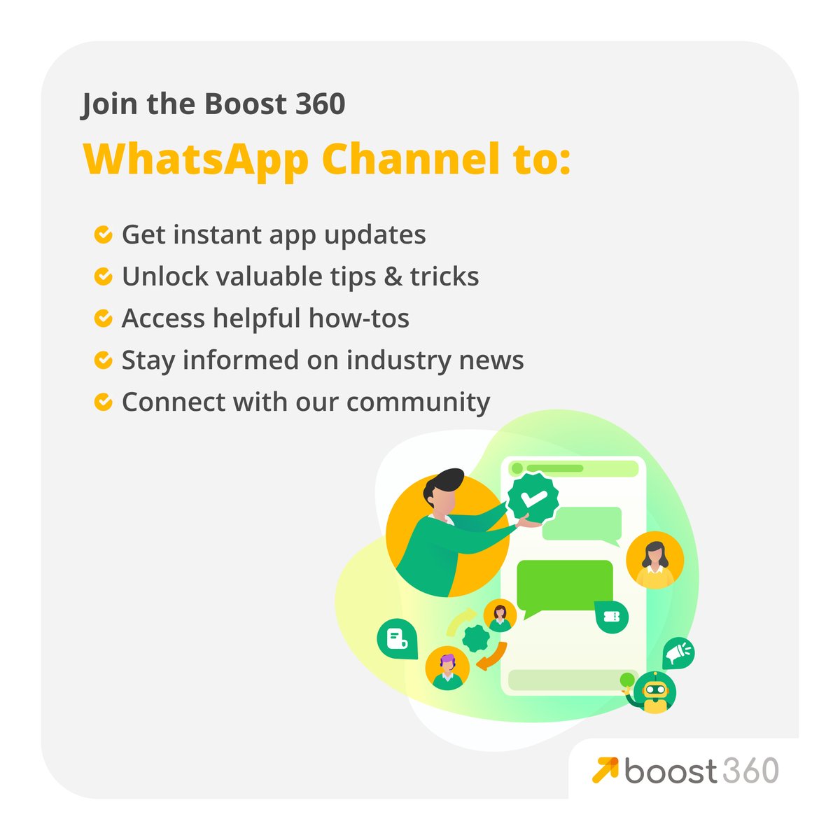 NFBoost's tweet photo. 🚀 We constantly look for ways to help you make the most of your Boost 360 website. And to elevate your Boost 360 experience, we have created a dedicated WhatsApp Channel that will offer updates, valuable tips, and much more!📲🤝
Join now: https://t.co/pDfWRxXw7g
#Boost360 https://t.co/UYVA9woeWy