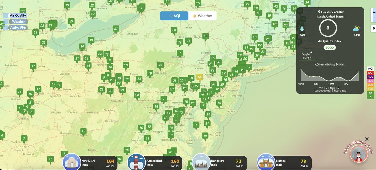 AQI_India's tweet photo. US cities boast 'Good' air quality consistently, ensuring a carefree breath of fresh air for all Americans.😍✨
Learn more : https://t.co/gYV3BC3g9O
#usa #AirQuality #airqualitysplit #airpollution #pollution #America #goodair #freshair #UnitedStates #UnitedStatesOfAmerica #air https://t.co/OZhVHfF3ar