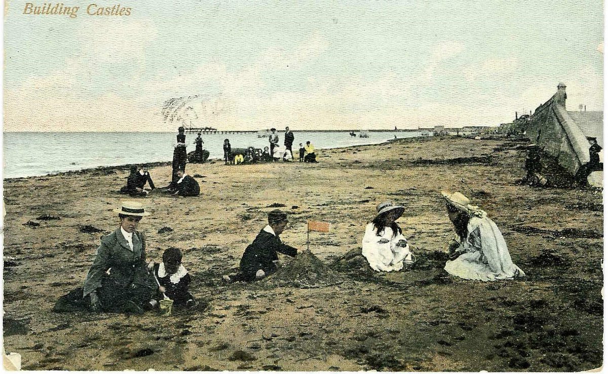 Interesting to see how ladies and children dressed for a day at the beach building sandcastles in 1908. Keep that ankle covered!!!!

#VintagePostcard #Adelaide