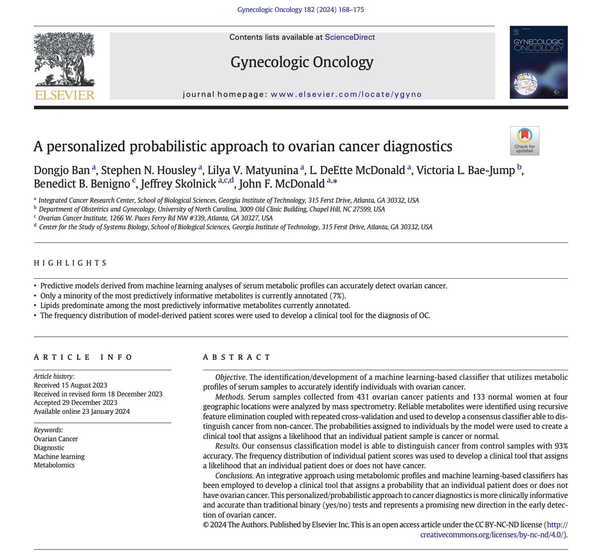 Researchers at Georgia Tech developed a new blood test for ovarian cancer using AI and metabolic data.

The test achieved a remarkable 93% accuracy in detecting the disease!

AI is already enabling quicker progress in the healthcare world. This will 100x soon.