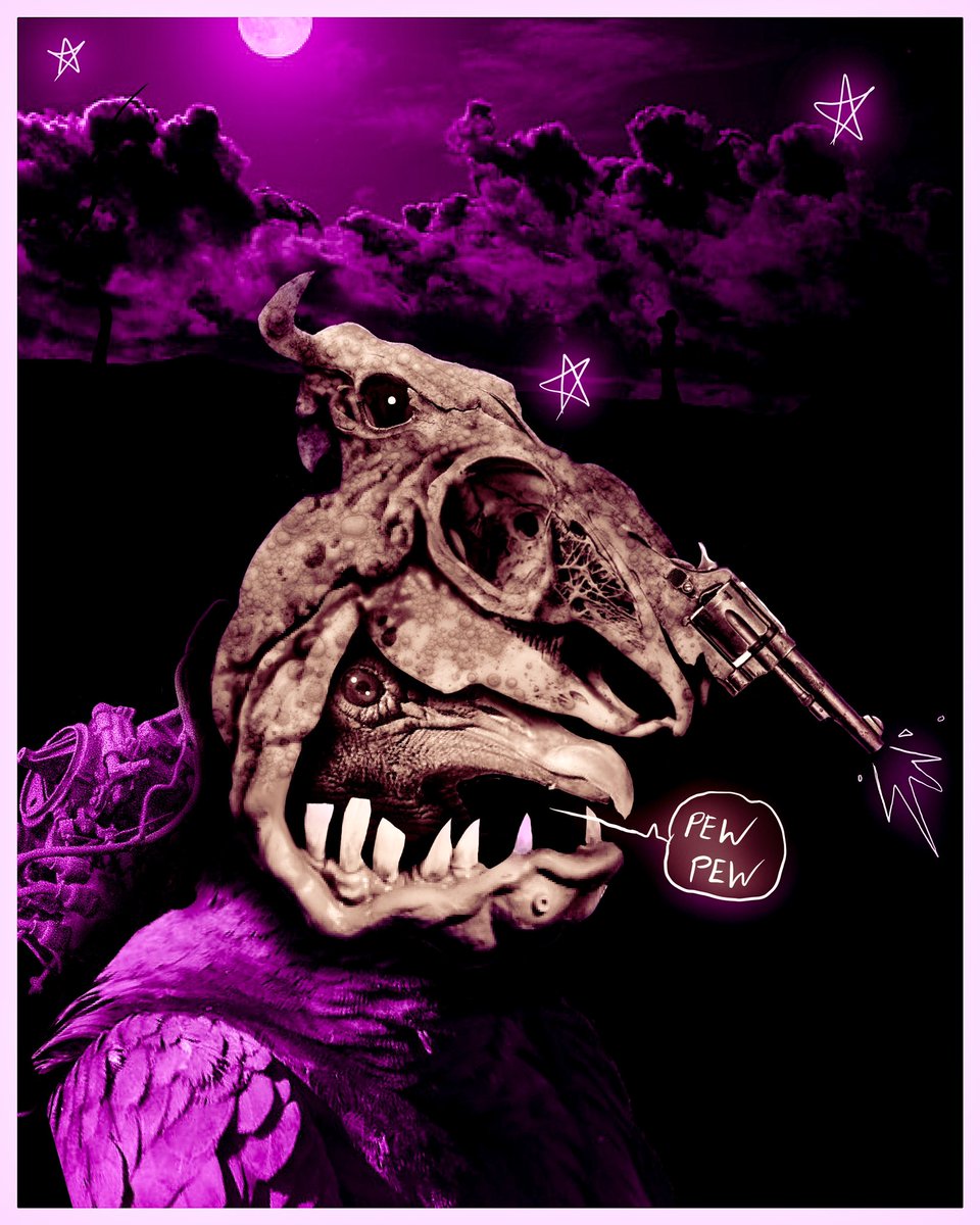 yesferatu85's tweet photo. Pew pew #AIart #ArtistOnTwitter #ArtistOnX #artistsoninstagram #artprints #creaturedesign #creepyart #darkart #darksurrealism #digitalart #HorrorArt #procreate #collage https://t.co/ZgvinvUife