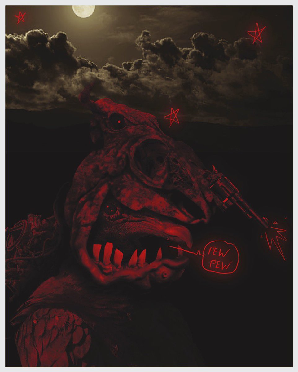 yesferatu85's tweet photo. Pew pew #AIart #ArtistOnTwitter #ArtistOnX #artistsoninstagram #artprints #creaturedesign #creepyart #darkart #darksurrealism #digitalart #HorrorArt #procreate #collage https://t.co/ZgvinvUife