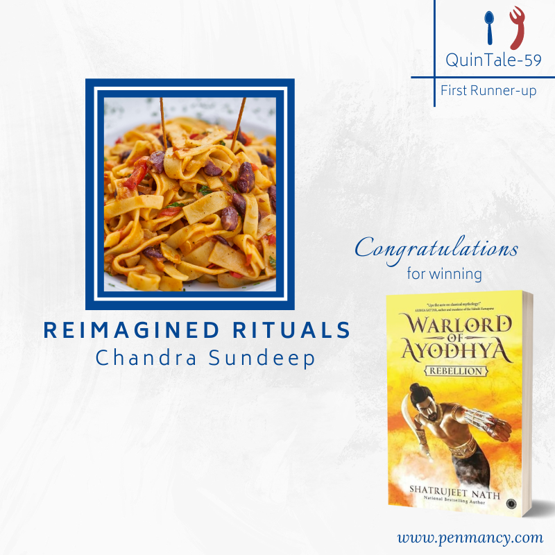 penmancy's tweet image. *** #QuinTale-59 Results ***

Please join us in celebrating:
🥇Red Velvet by Sheerin Shahab
🥈Reimagined Rituals by Chandra Sundeep
🥉A Mute Spectator  by Moumita Dutta

Congratulations!

#writingprompt: penmancy.com/quintale-59/

#writerscommunity #writingcommunity