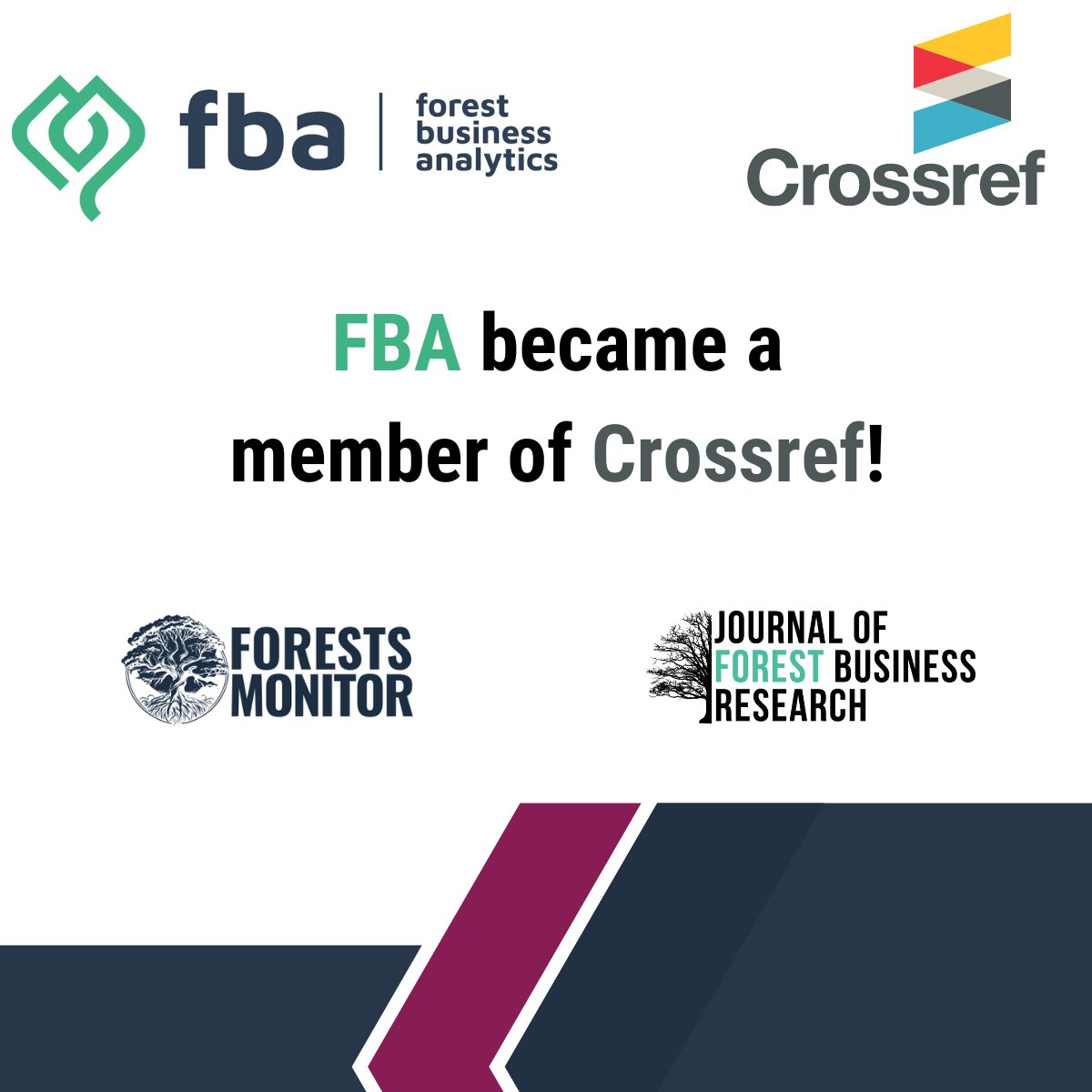 FB_Analytics's tweet photo. We are pleased to announce that FBA has joined the @CrossrefOrg community, further solidifying our commitment to advancing forestry research. This is a significant milestone for our Journals: @JForBusRes and @forestsmonitor https://t.co/Cl4zb2rhie