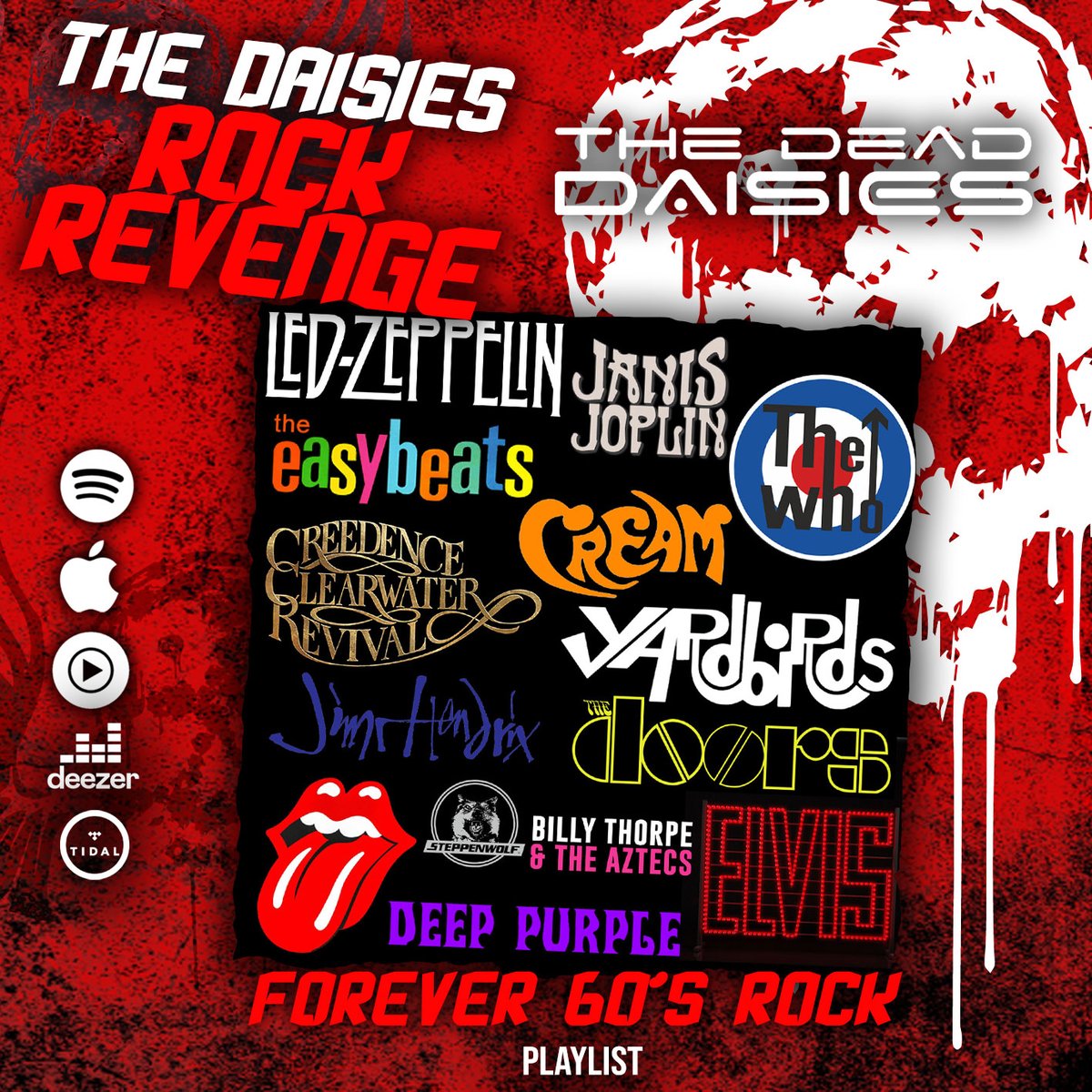 In the 60’s there were some incredible artists & songs written! Over the decades so many bands have been influenced by them! 🚀🚀
Enjoy streaming these tracks and have a rockin' weekend !🤘🤘
thedeaddaisies.com/daisies-rock-r…

#TheDeadDaisies #TheDaisiesRockRevenge #Forever60s #Playlist