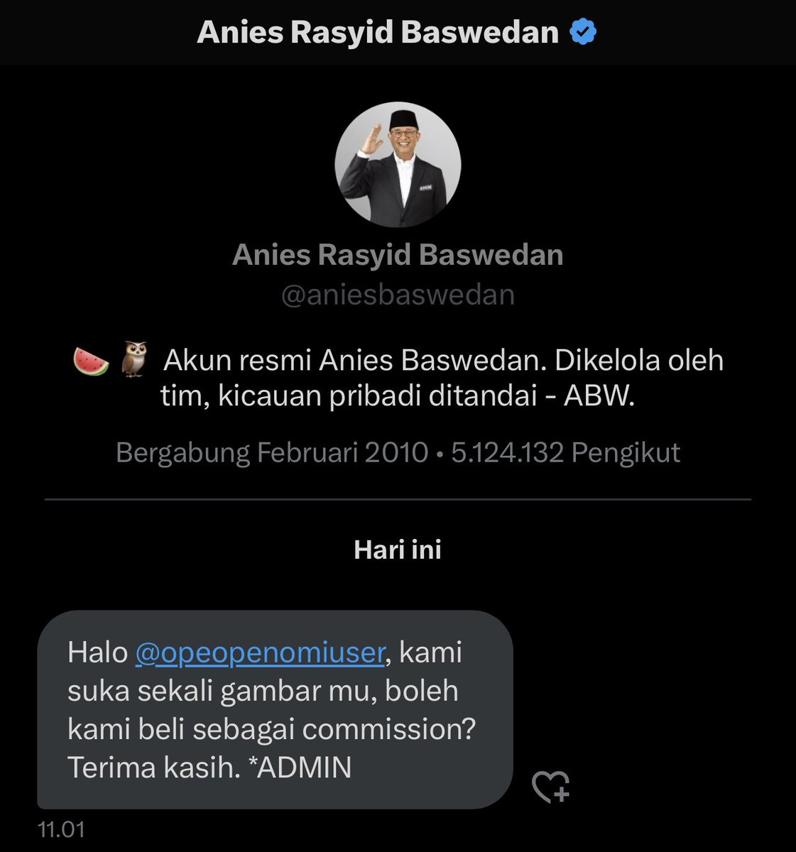 opeopenomiuser's tweet photo. Pak anies🥹🫶🏻 https://t.co/NLzT4VEwuK