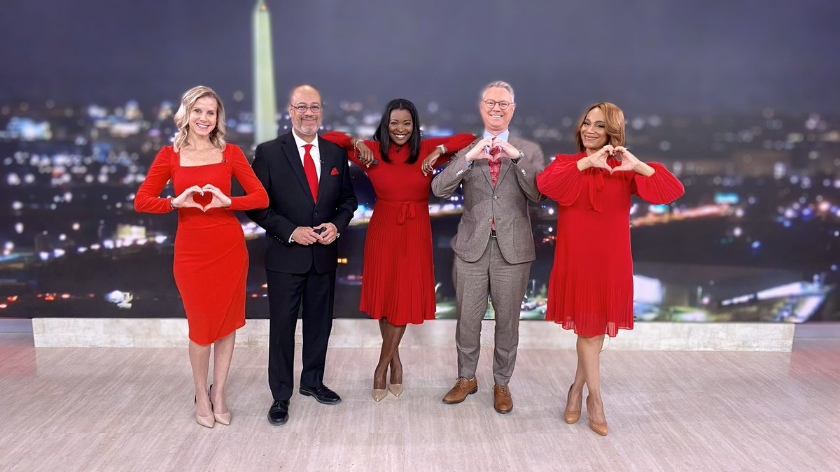 Your @nbcwashington #News4Today team is wearing red today to call attention to #HeartHealthMonth and #WomensHeartHealth. Know the symptoms of a heart attack or stroke! #WearRedDay