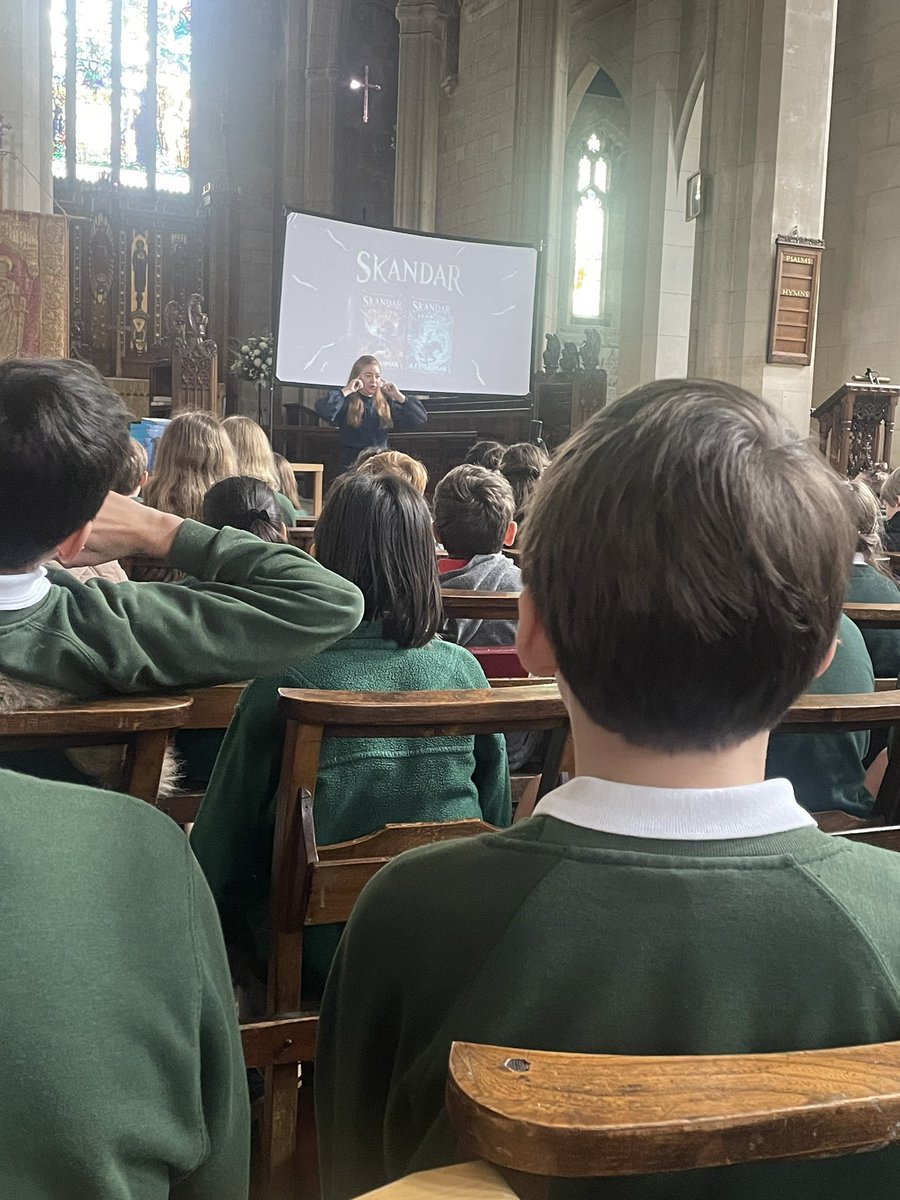 Year 5 and 6 are spending the morning with A.F.Steadman, author of the Skandar books. Thank you @maxminervas for this opportunity! It’s amazing to listen to and meet a published writer!