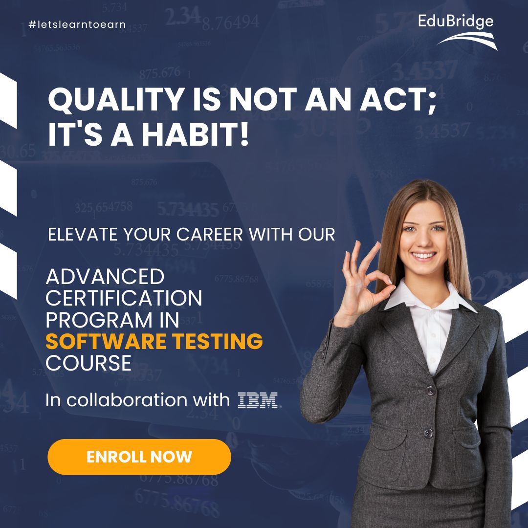 EduBridgelearn's tweet image. Transform your career with excellence, not just as an act, but as a habit! 

Elevate your skills and embrace quality as your career hallmark.

Enroll Now @ bit.ly/44rdRDz !

#SoftwareTesting #TypesOfSoftwareTesting #SoftwareTestingTools #FunctionalTesting