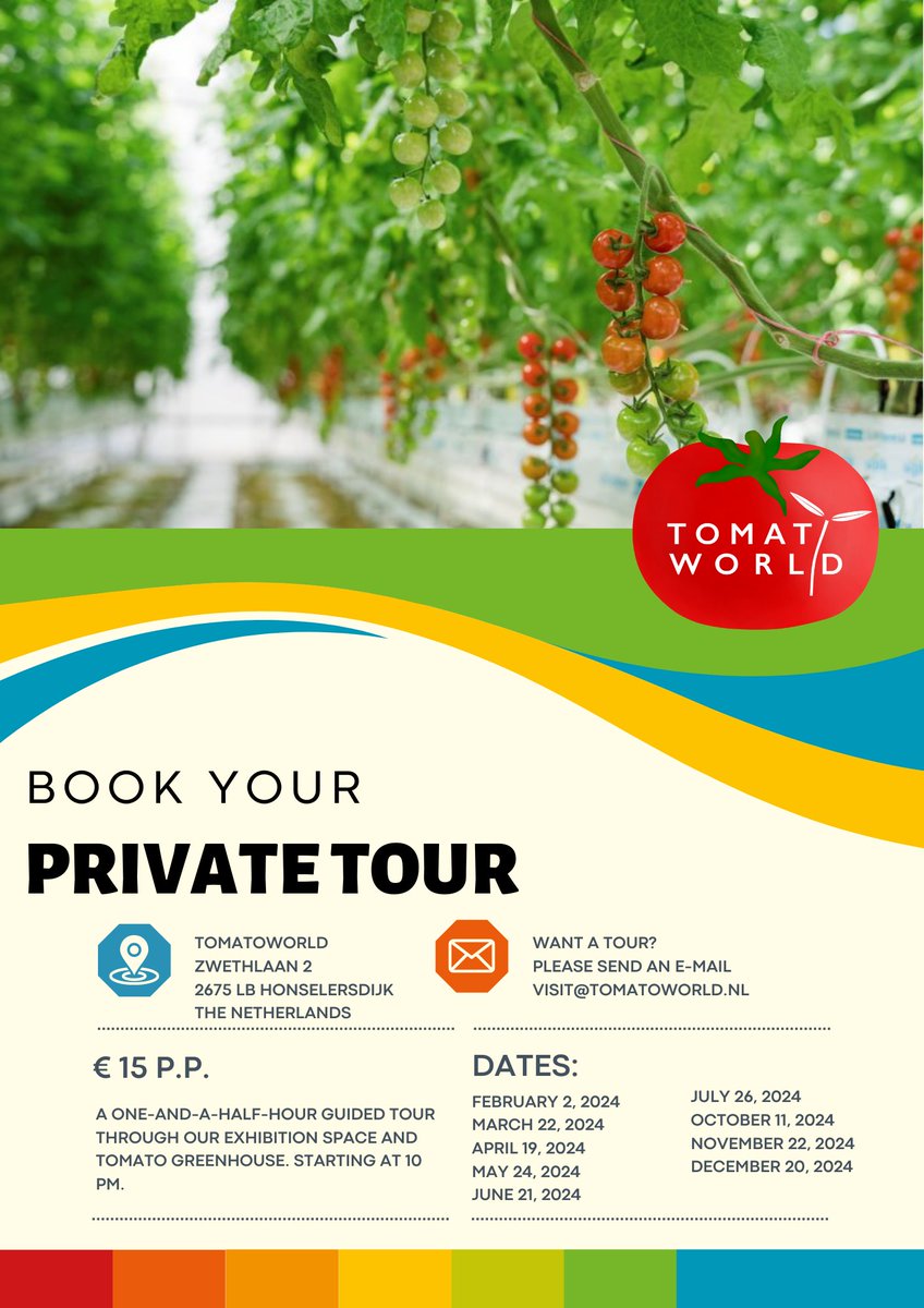 Tomatoworld (@tomatoworldnl) on Twitter photo ๐๐ถ๐ฟ๐๐ ๐ฝ๐ฟ๐ถ๐๐ฎ๐๐ฒ ๐๐ผ๐๐ฟ ๐ผ๐ณ ๐ฎ๐ฌ๐ฎ๐ฐ ๐ฎ๐ ๐ง๐ผ๐บ๐ฎ๐๐ผ๐๐ผ๐ฟ๐น๐ฑ! ๐
Our guide, Harrie, provided a 1.5-hour deep dive into the world of tomatoes. Missed it? Join us next time! Send us an email at reservering@tomatoworld.nl to book your tour! ๐ท ๐๐ถ๐ฟ๐๐ ๐ฝ๐ฟ๐ถ๐๐ฎ๐๐ฒ ๐๐ผ๐๐ฟ ๐ผ๐ณ ๐ฎ๐ฌ๐ฎ๐ฐ ๐ฎ๐ ๐ง๐ผ๐บ๐ฎ๐๐ผ๐๐ผ๐ฟ๐น๐ฑ! ๐
Our guide, Harrie, provided a 1.5-hour deep dive into the world of tomatoes. Missed it? Join us next time! Send us an email at reservering@tomatoworld.nl to book your tour! ๐ท