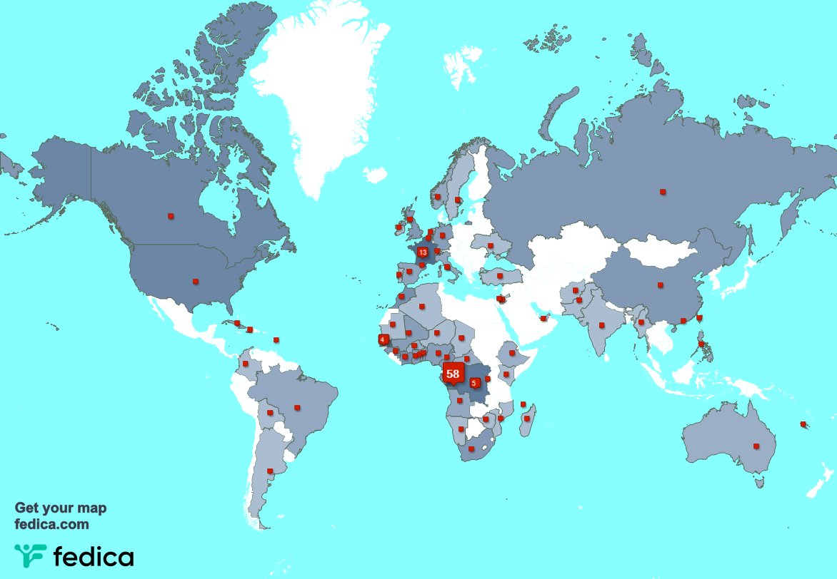 J'ai 3 nouveaux abonnés, de République démocratique du Congo 🇨🇩 la semaine dernière. Voir fedica.com/!sitavivien
