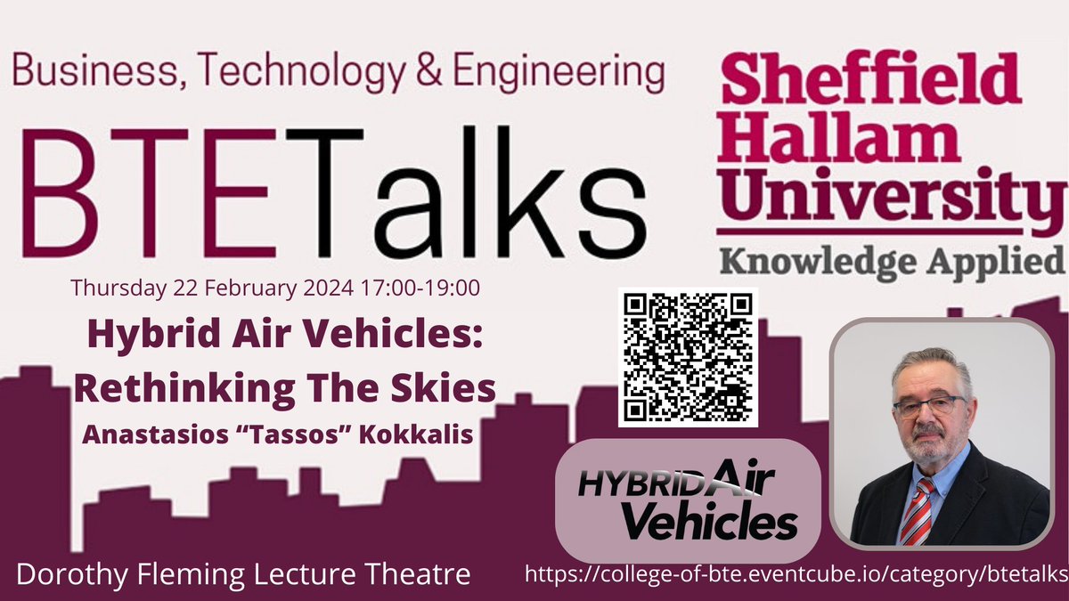 Join us for our next #BTETalks on Thurs 22 Feb 2024 as Anastasios Kokkalis from @AirVehicles looks at how Airlander delivers a future of zero-carbon aviation, and their plans to build Airlander 10 in Doncaster, creating over 1200 jobs. Register for free college-of-bte.eventcube.io/events/53506/b…