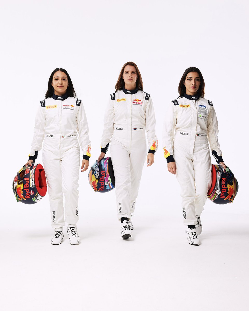 redbullracing's tweet image. Presenting our Red Bull Academy Programme drivers! 🔥

Hamda AlQubaisi, Amna AlQubaisi and Emely de Heus 💪
#f1academy #RedBull