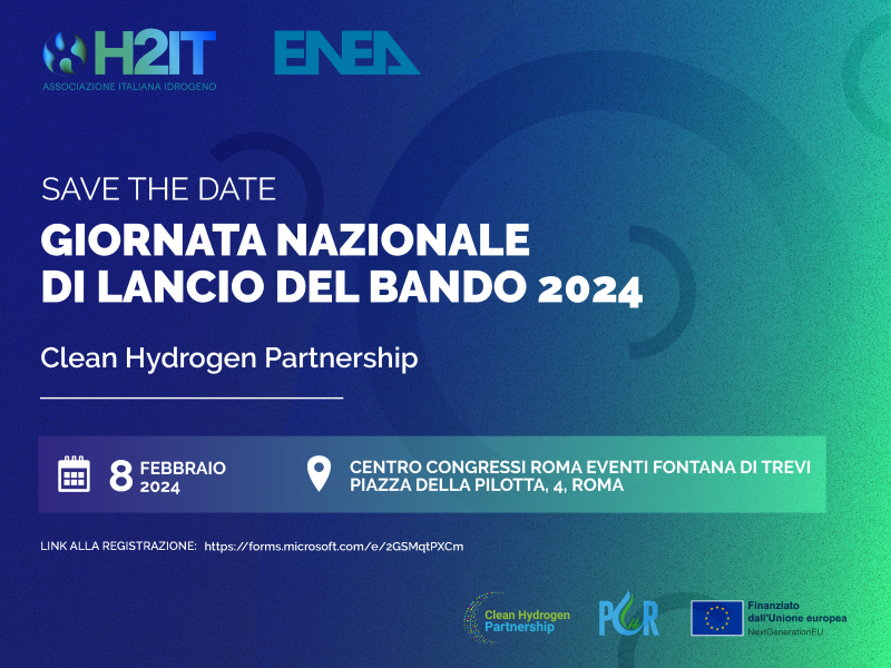 📢 <a href="/CleanHydrogenEU/">Clean Hydrogen Partnership</a> Call 2024 - Italian Info Day

The italian info day informing about our call 2024 will take place on 08 February!

Register here: eventi.enea.it/tutti-gli-even…

Seize the opportunity to meet our 🤝 Italian Project Officer Luca Feola and ask your questions.
