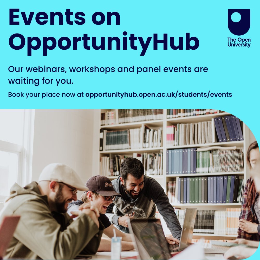 📣 Upcoming events on OpportunityHub!

Job search strategy - live workshops
📅 Tue 6 Feb

Teach First: Pioneering paths into teaching - webinar
📅 Wed 7 Feb

Empower your journey: Unlocking the rewards of volunteering
📅 Thu 8 Feb

Find out more here opportunityhub.open.ac.uk/students/events