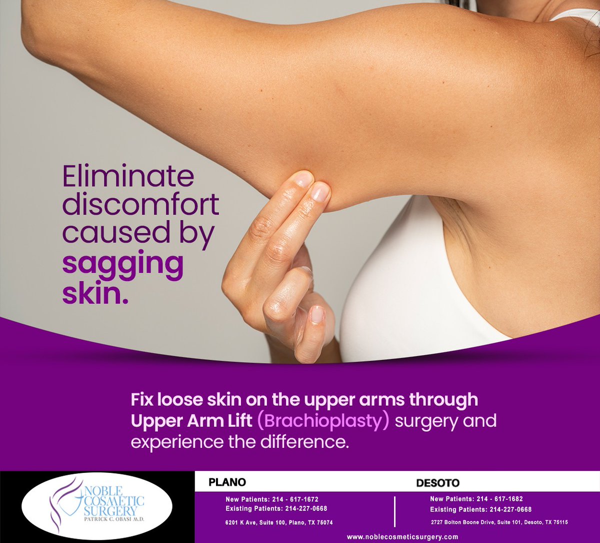 DrPatrickObasi's tweet photo. Brachioplasty  removes excess skin and improves the shape of upper arm`s. Visit Noble  Cosmetic Surgery to determine whether you are a good candidate for an  upper arm lift. #brachioplasty #upperarmlift  #boardcertifiedcosmeticsurgeon #patientsafety #patientsatisfaction https://t.co/Na5zgHTytT