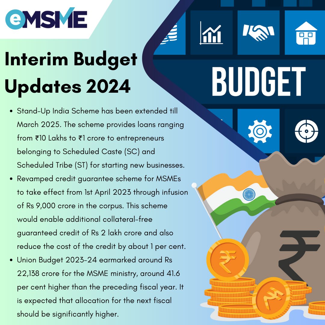 Unveiling the key highlights from the Interim Budget 2024 💰📊📈 #eMSME #india #Budget #Budget2024 #InterimBudget #taxes #msme #msmeindia #InterimBudget2024 #AmritKaal #government #msme #business