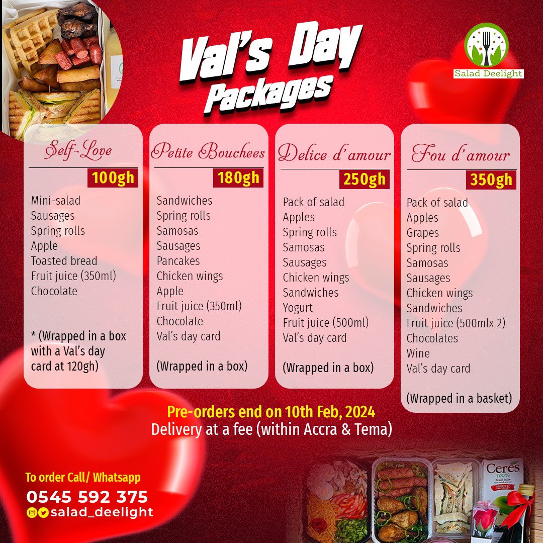 It’s the month of love ❤️ Pre-order your Val’s day packages for your sweet ones 😍 DM to preorder. Please Retweet 🙏💚