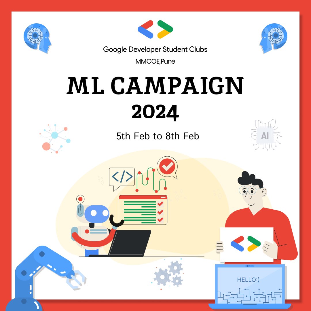 GMmcoe's tweet photo. ✨Exciting News! ✨

We're thrilled to announce the upcoming ML (Machine Learning) Campaign organized by GDSC MMCOE from 5th to 8th February 2024. 🚀 Join us for an immersive learning experience covering a range of AI/ML topics, with hands-on sessions.💫

#GDSCMMCOE #AI #ML https://t.co/srymnNrMv2