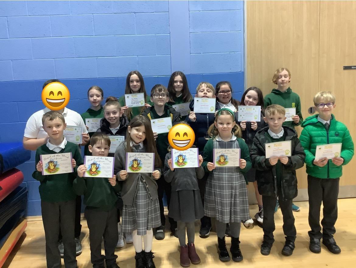 StMarysLargs's tweet photo. Mrs F. is very proud of the recipients of this weekโs Head Teacher Awards! ๐คฉ Well done to all of you for your wonderful #achievements & for living our values of #Faith #Conpassion #Ambition and #Respect every day. ๐
#CelebratingSuccess #RRSA #Article28 #Article29 @AliAllan_PLL https://t.co/NueoOTU4iw