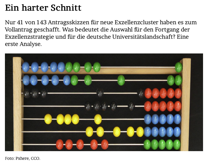 JMWiarda's tweet photo. Ein harter Schnitt

Nur 41 von 143 Antragsskizzen für neue Exzellenzcluster haben es zum Vollantrag geschafft. Was bedeutet die Auswahl für den Fortgang der #Exzellenzstrategie und für die deutsche Universitätslandschaft? Eine erste Analyse.

Im Blog: https://t.co/xHtkzHc04c https://t.co/n5ctBEN2hZ