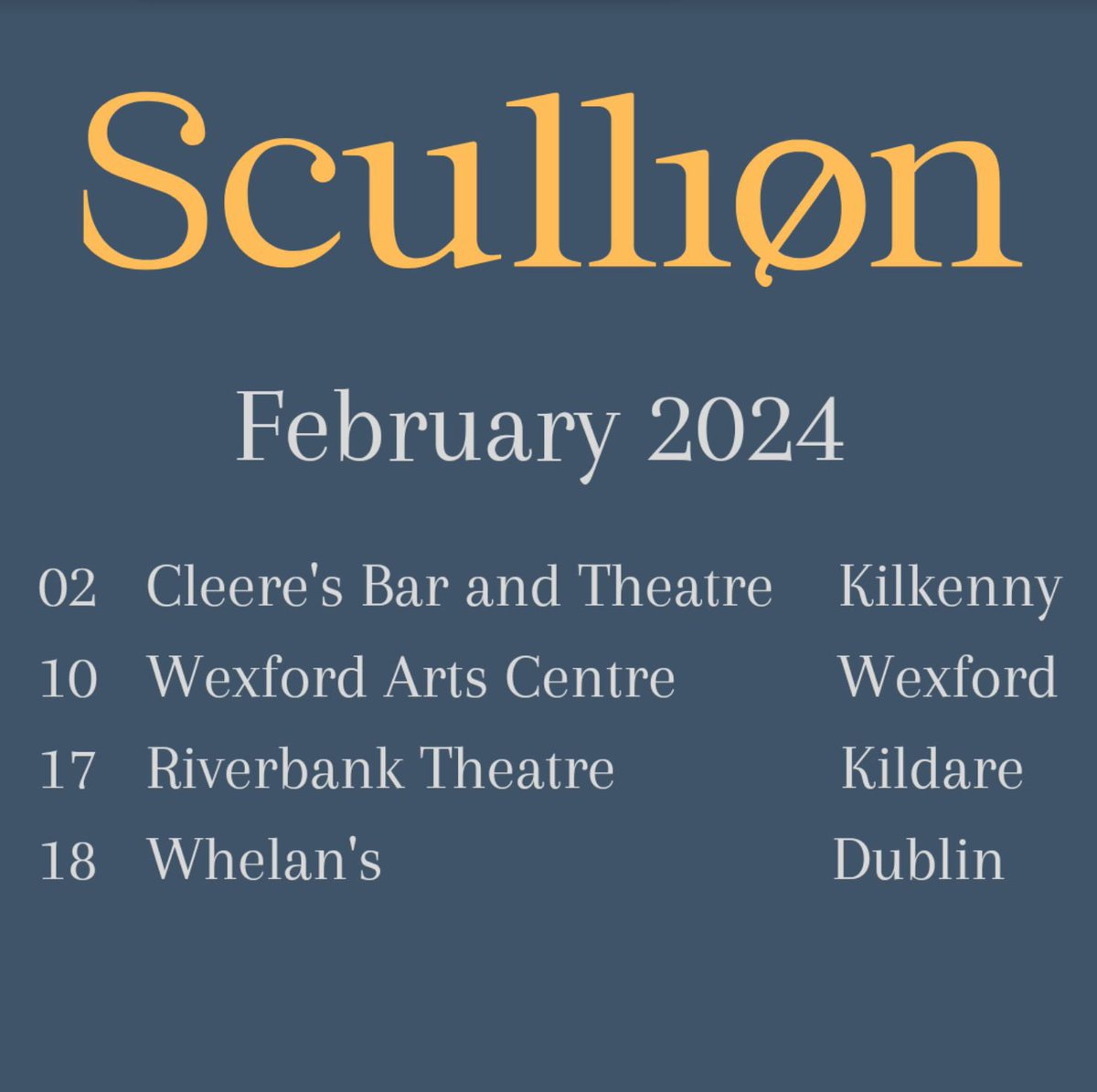 Scullion are back on the open road this February - catch them at one of these special shows!

🎫 Tickets available from the venues.