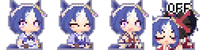 ぱかプチ風 シーザリオサムソンビッグ同様、運営が急に出す新ウマ娘史実はスペちゃんの娘、クリスエスとの子もいるとのことでその辺の絡みも楽しみオフの時はスペちゃん要素あるといいなー#ドット絵 #ウマ娘 #シーザリオ 