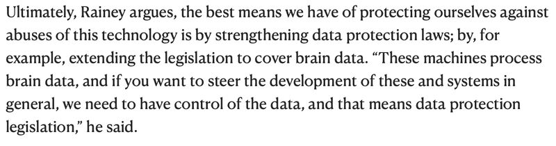 krummemholze's tweet photo. I was interviewed for an article in The New Statesman recently, about Big Tech and access to brains. I'm banging the drum for brain data protection, as usual! See the whole piece here: https://t.co/aS0oS6UADO https://t.co/nNR7RpIm4i