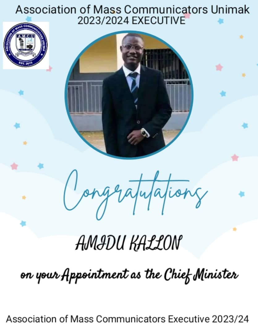 KallonAmidu's tweet photo. I have the honour to accept Prezo John's appointment as the Chief Minister of AMCU. It's a pleasure to work for and with a team of smart and diligent young men and women. #unimak https://t.co/LTkiLIXFCz