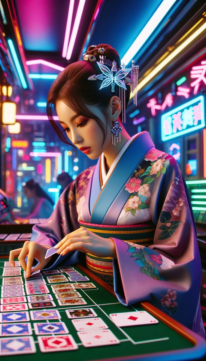 AsianCyberGals's tweet photo. 花札 -Japanese card game gamble-

#cyberpunk #cybercity #cybergal #kawaii #美少女 #futurefashion #future #machinecreativity #creativeai #AIArtistry #futurefashion
#AIgirlgallery #aiillustration #aiillustrator #cybergirl #cyberwoman $engage https://t.co/yVk4OvTSjm