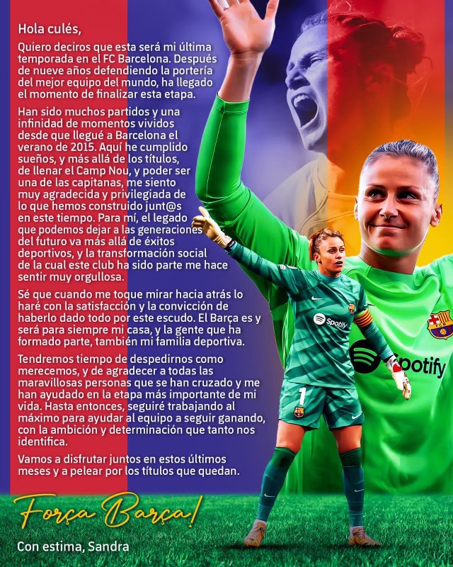 sandra_panos1's tweet photo. Culés, tengo algo que deciros 💙❤️

Culers, tinc un missatge per a vosaltres 💙❤️

El Barça es y será para siempre mi casa 💙❤️ A gaudir junts d’aquests últims mesos, culers https://t.co/Dmmcj6OKgk