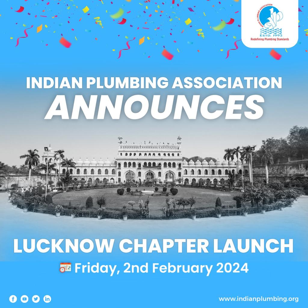 OfficialIPA's tweet image. Indian Plumbing Association is thrilled to announce the launch of newest chapter in Lucknow! This February 2nd marks a proud moment as IPA inaugurates the Lucknow Chapter, fostering excellence, innovation, and plumbing expertise.

#ipa #newchapter #lucknowchapter