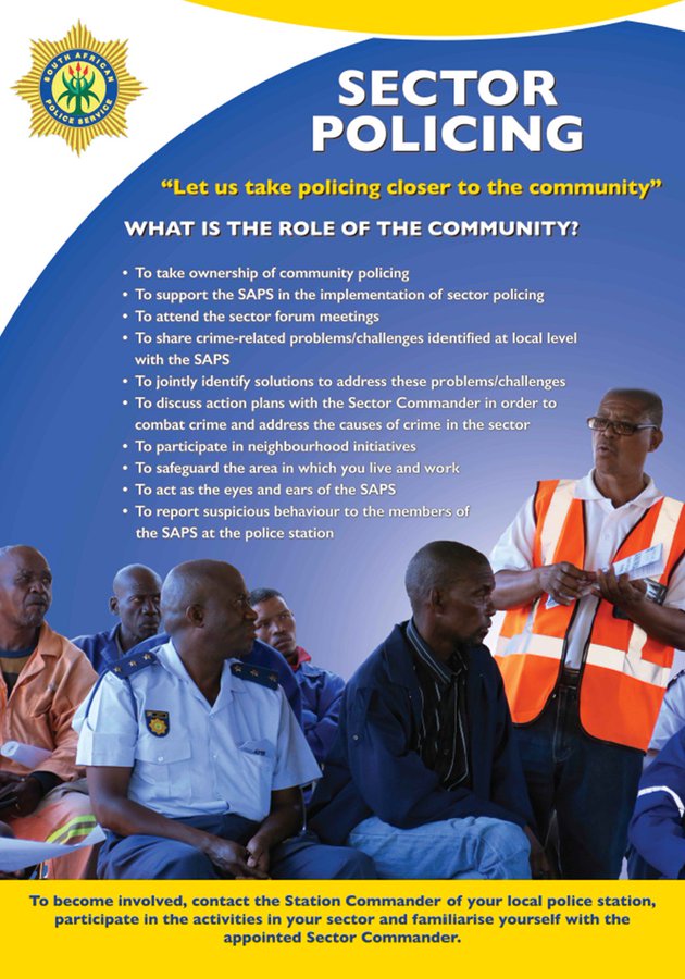 SAPoliceService's tweet photo. #sapsDYK The #SAPS depend on communities' to be their #EyesAndEars on the ground. Community participation in #FightingCrime can save lives. Taking policing closer to the communities. #CPF #CommunityPolicingStrategy #PartnershipPolicing ME
https://t.co/g1ZQ3usXyb https://t.co/13XN5a8aLG