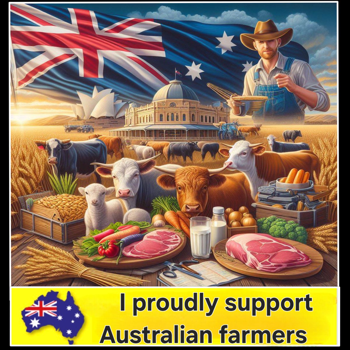 @Australia #farmers #aussiefarmers #flag #FarmersProtest #government #2024 #food #eatmeat #Proud #support