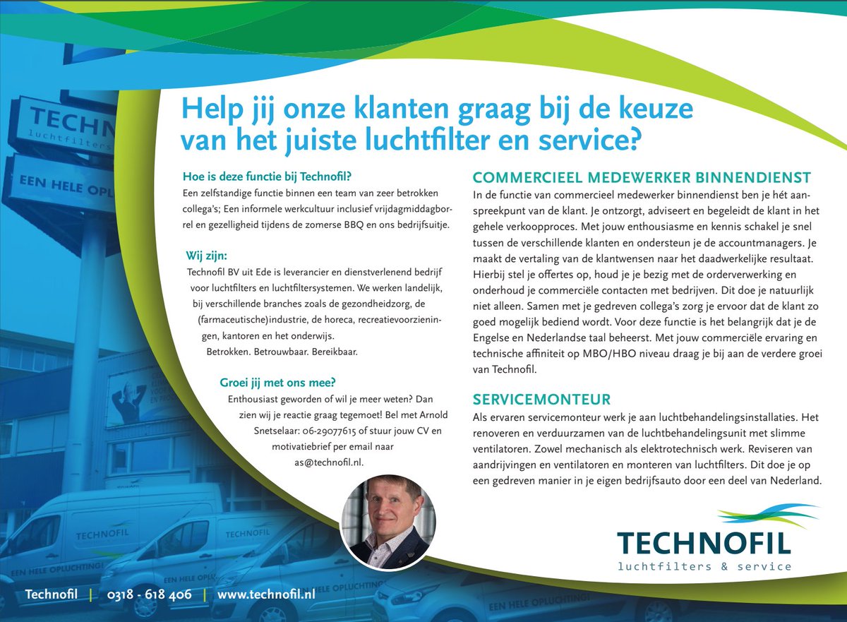 Help jij onze klanten graag bij de keuze van het juiste luchtfilter en service?