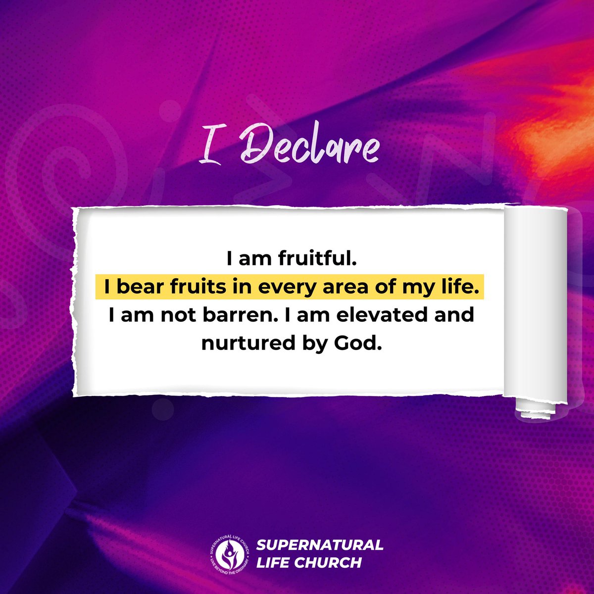 Declare over your life 🔥
.
.
.

#dailydeclaration
#ouryearofdominion
#theslcexperience
#slcfamilyworldwide
#supernaturallifechurch