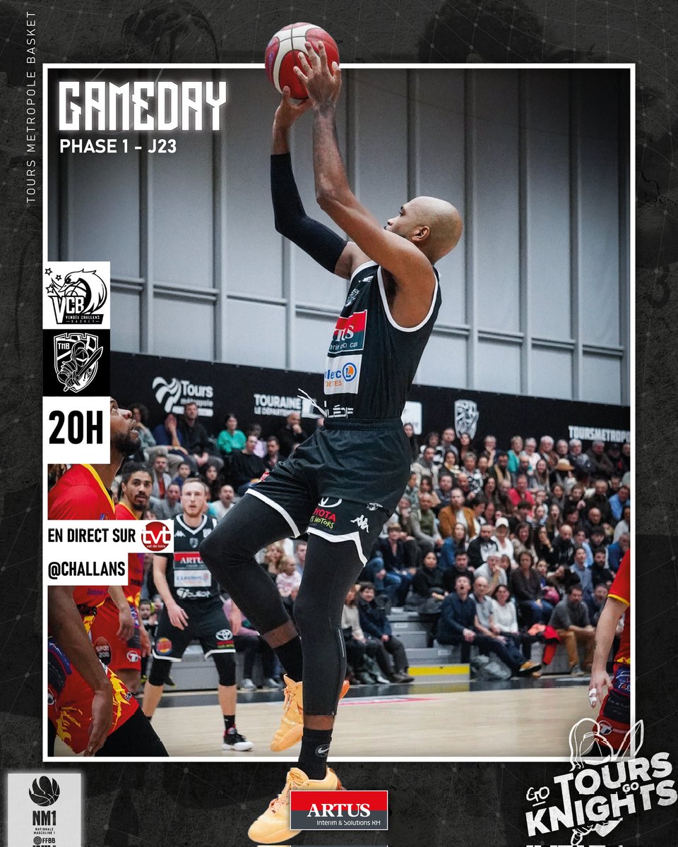 tmb_toursbasket's tweet photo. ⚔️ 𝐆𝐀𝐌𝐄𝐃𝐀𝐘 🏀

🆚 @vcbplus - #J23
📍 Salle Michel Vrignaud - Challans
🕣 20H
📺 Match diffusé en direct sur TV @TVTOURS et https://t.co/ZBCuDcZ6vs !

#GoKnights🔴⚫️ https://t.co/Lm1xIvokPp