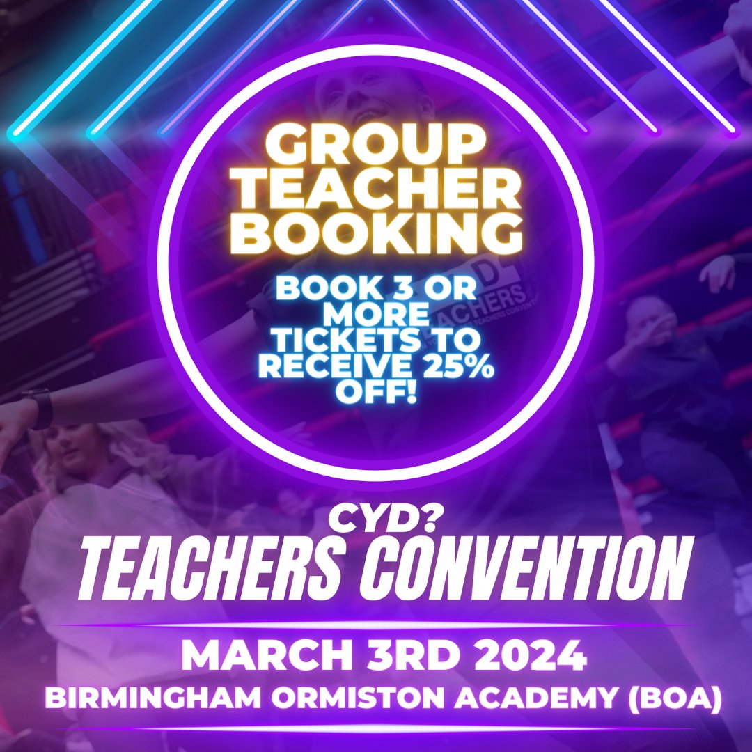 Group teacher booking, book 3 or more tickets to receive 25% off! Bring your team, get new content for your studios, be inspired! Business and dance class tickets available, book now > loom.ly/0YBMsQk (please note this can’t be used in conjunction with any other offer)