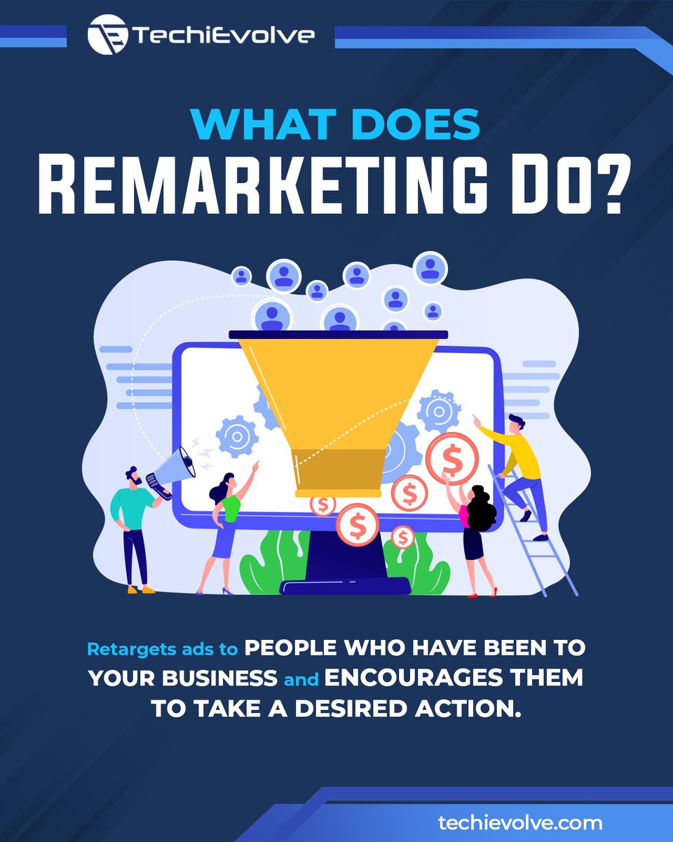 TechiEvolve's tweet image. 🌟 Discover the power of remarketing! 🚀✨ It&apos;s like having a second chance to connect with potential customers who have already shown interest in your business. 🎯✨ 
#remarketing #digitalmarketer #digitalmarketingtips #DigitalMarketingMastery #digitalmarketingservices