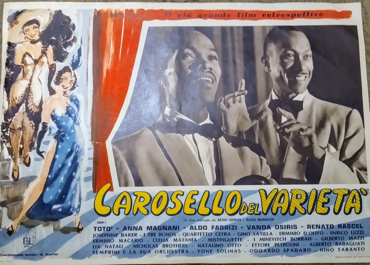 Pulled this from my collection to share today. It's a spectacular Italian lobby poster for the 1955 film 'Carosello del varieta' with the Nicholas Brothers and a host of others. Don't they look great? #nicholasbrothers #BlackHistoryMonth2024