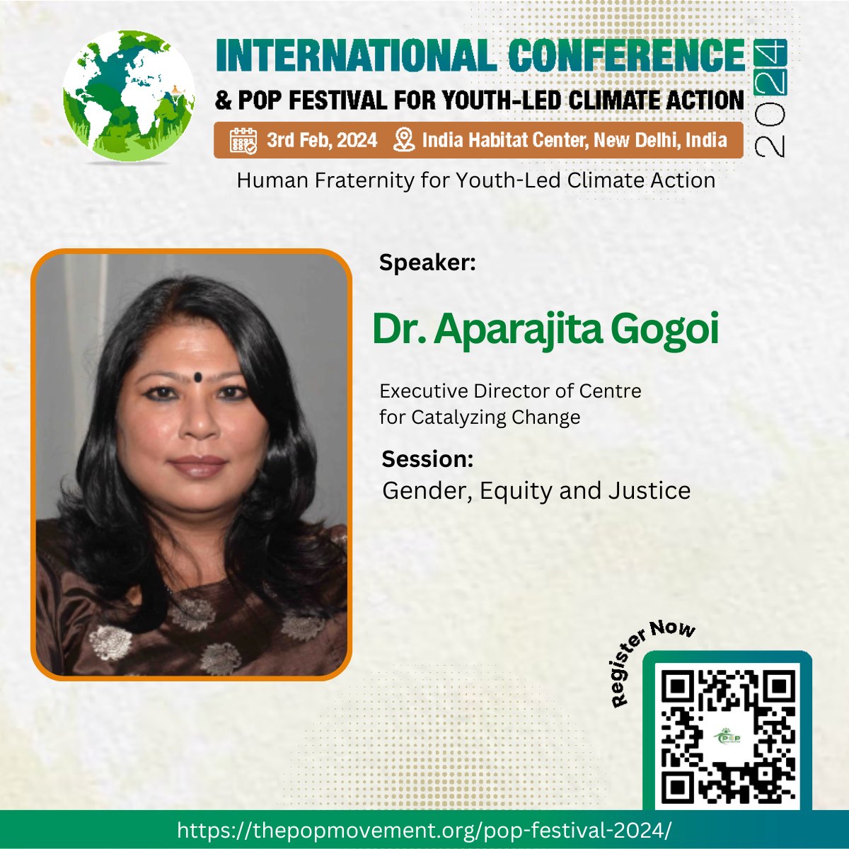 Exciting news! Dr. Aparajita Gogoi, Executive Director at C3, is set to speak at the International Conference and POP Festival for Youth-Led Climate Action 2024, exploring the intersections between #climatechange, #gender, #justice, and #equity. This ground-breaking event will