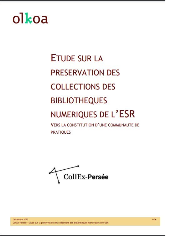 L'étude sur la préservation des collections des bibliothèques numériques de l'#ESR, financée par #CollExPersée en 2023, est publiée.
Accéder à l’étude -&gt; collexpersee.eu/etude-sur-la-p…
A poursuivre dans le cadre de #CollExPersée2…
<a href="/Olkoa1/">Olkoa</a>