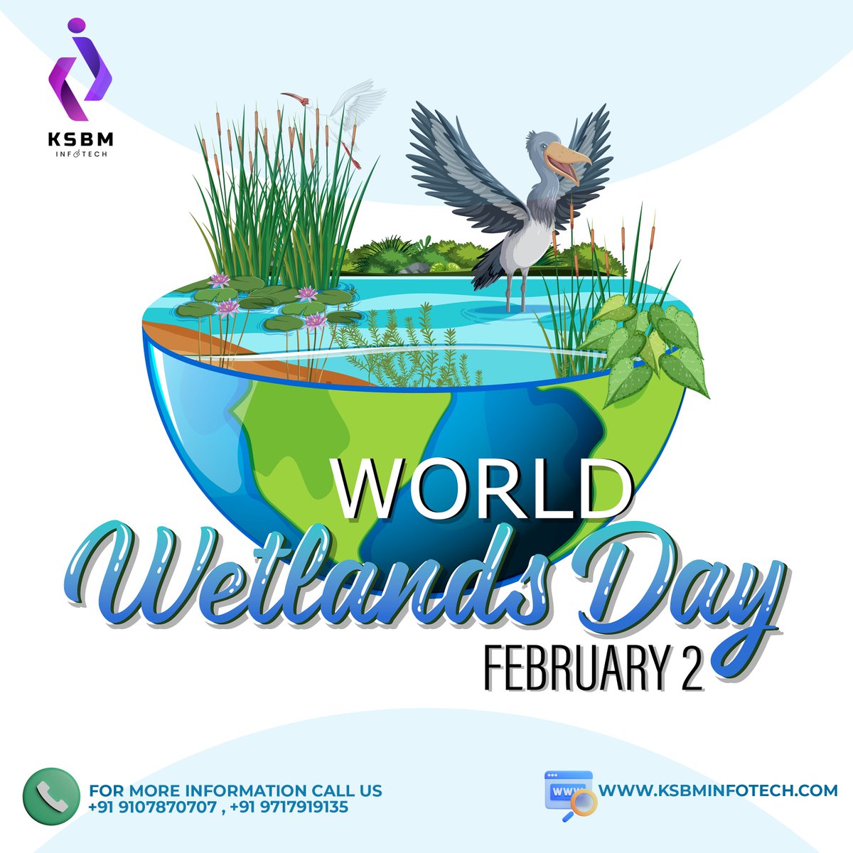 Embracing the beauty and importance of wetlands on this World Wetlands Day. 🌿💧 Let's unite to protect and preserve these vital ecosystems for a sustainable future. 

#WorldWetlandsDay #NatureConservation #WetlandsMatter #KsbmInfotech #AstrologyAppDevelopment