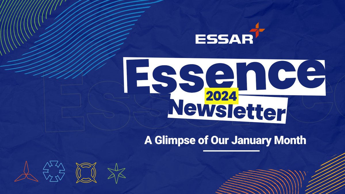 Essar's tweet image. January's Essar Essence Newsletter sets the tone for 2024. This month, we reflect on the key events we were part of recently and the strides we are taking for the energy transition: shorturl.at/hmwy3

Subscribe today!

#EssarEssenceNewsletter #JanuaryEdition