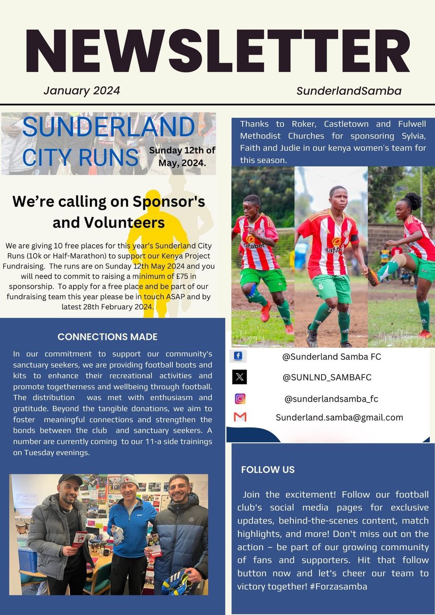 Our Monthly Newsletter. 

January 2024 edition. 

#forzasamba #sunderlandsambakenya #UnityThroughSports