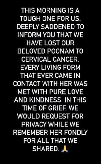 stanwar007's tweet photo. Poonam Pandey died of cervical cancer on 2 Feb 2024 at age of 32 as claimed on her Instagram by her manager.
"Cervical cancer is a growth of cells that starts in the cervix which is lower part of uterus that connects to the vagina"
#PoonamPandey #CervicalCancer #RIPPoonamPandey https://t.co/AwoXuhnJgX