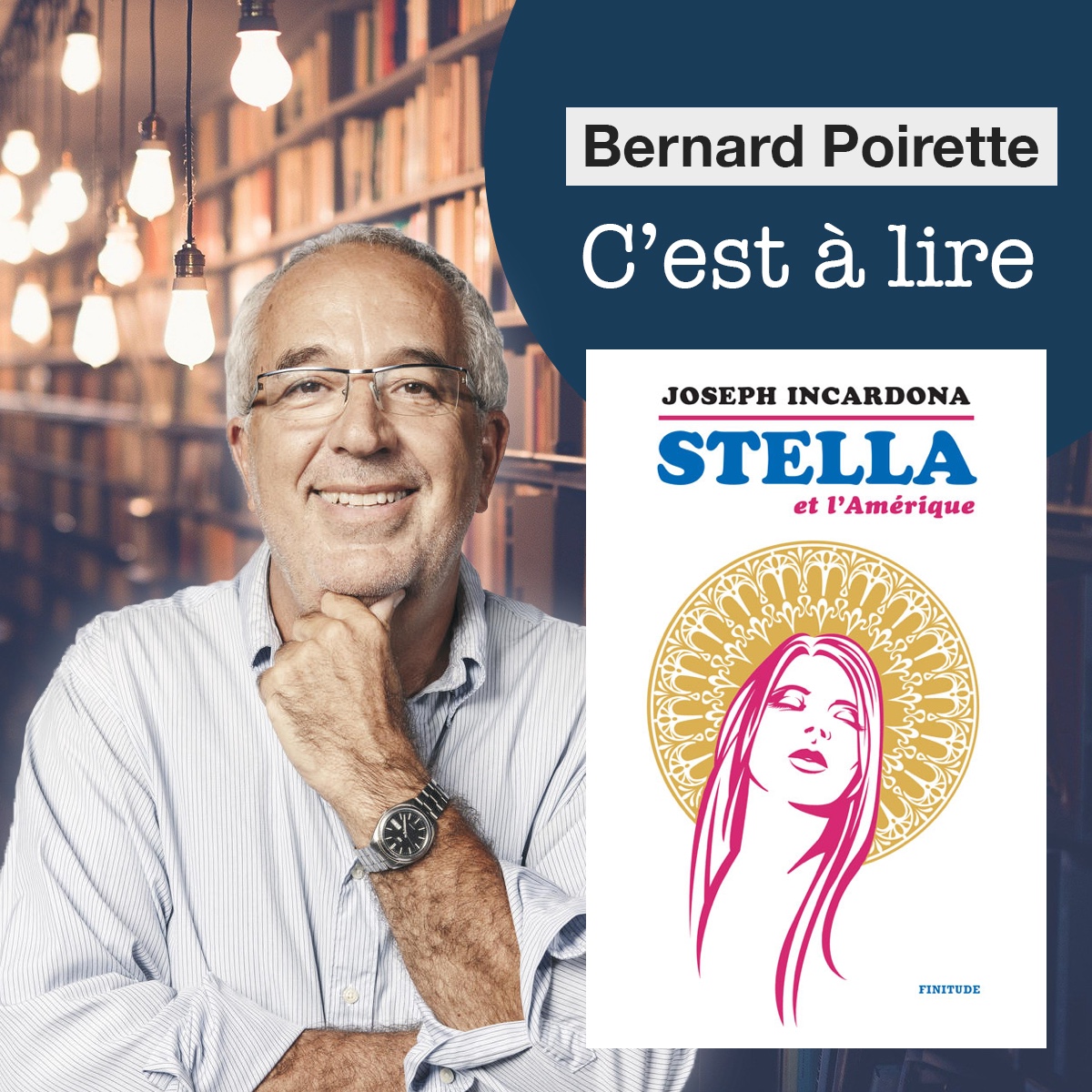 BernardPoirette's tweet photo. Bonjour à toutes et tous, 
Au programme de votre podcast du jour : "Stella et l’Amérique" de Joseph Incardona publié chez Finitude. 
https://t.co/rq9sSWloIR
Bon week-end et bonne lecture ! 
A demain dès 6h30 pour votre matinale sur @LCI ! https://t.co/7MtAfOVAXI