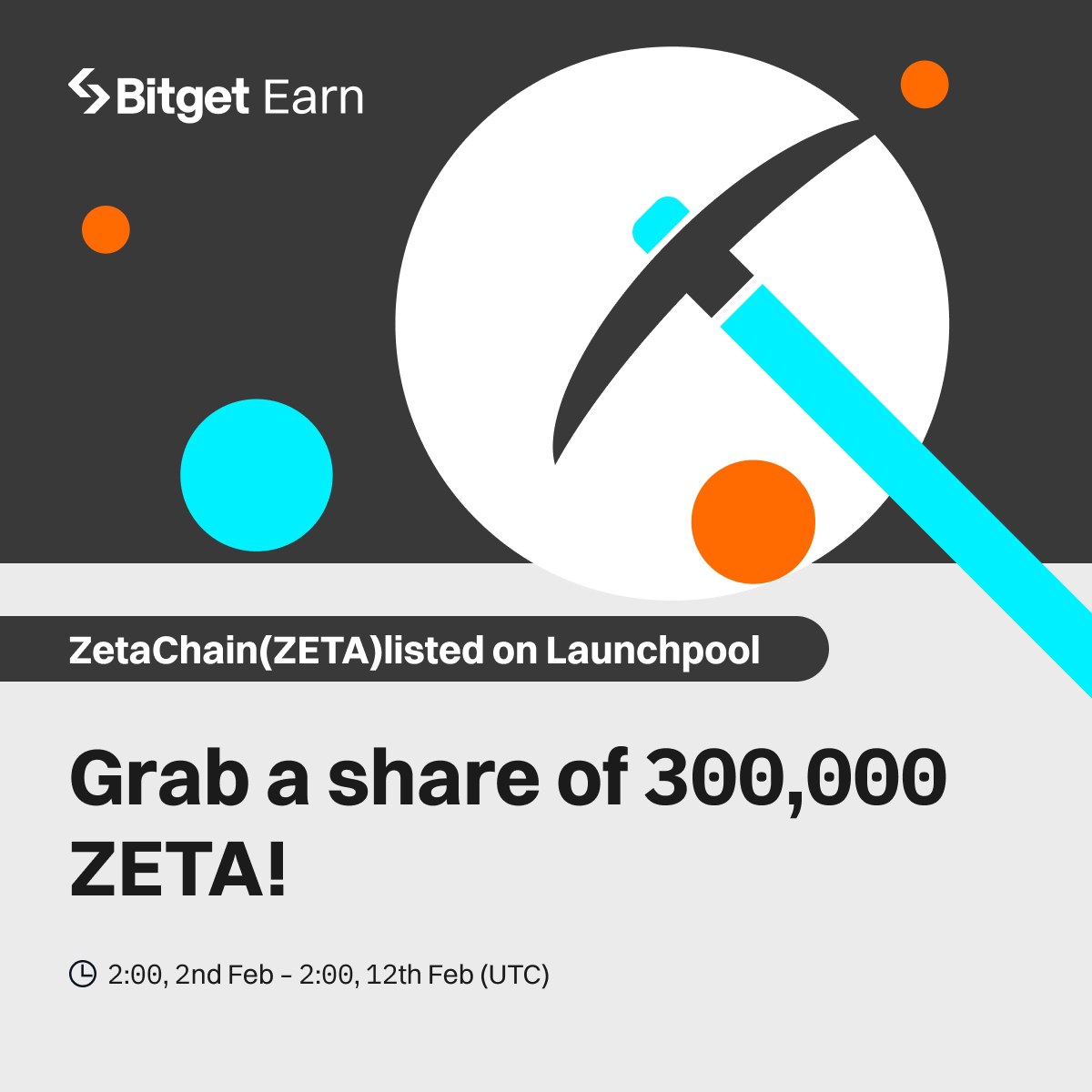 Thrilling news: ZetaChain (ZETA) is now on Bitget!
Dive into our Launchpool promo running from Feb 2-12. Stake BGB within the 50-100,000 BGB range to secure a slice of the 300,000 ZETA reward pool.
Your chance to maximize rewards – don't miss out on this exciting opportunity!