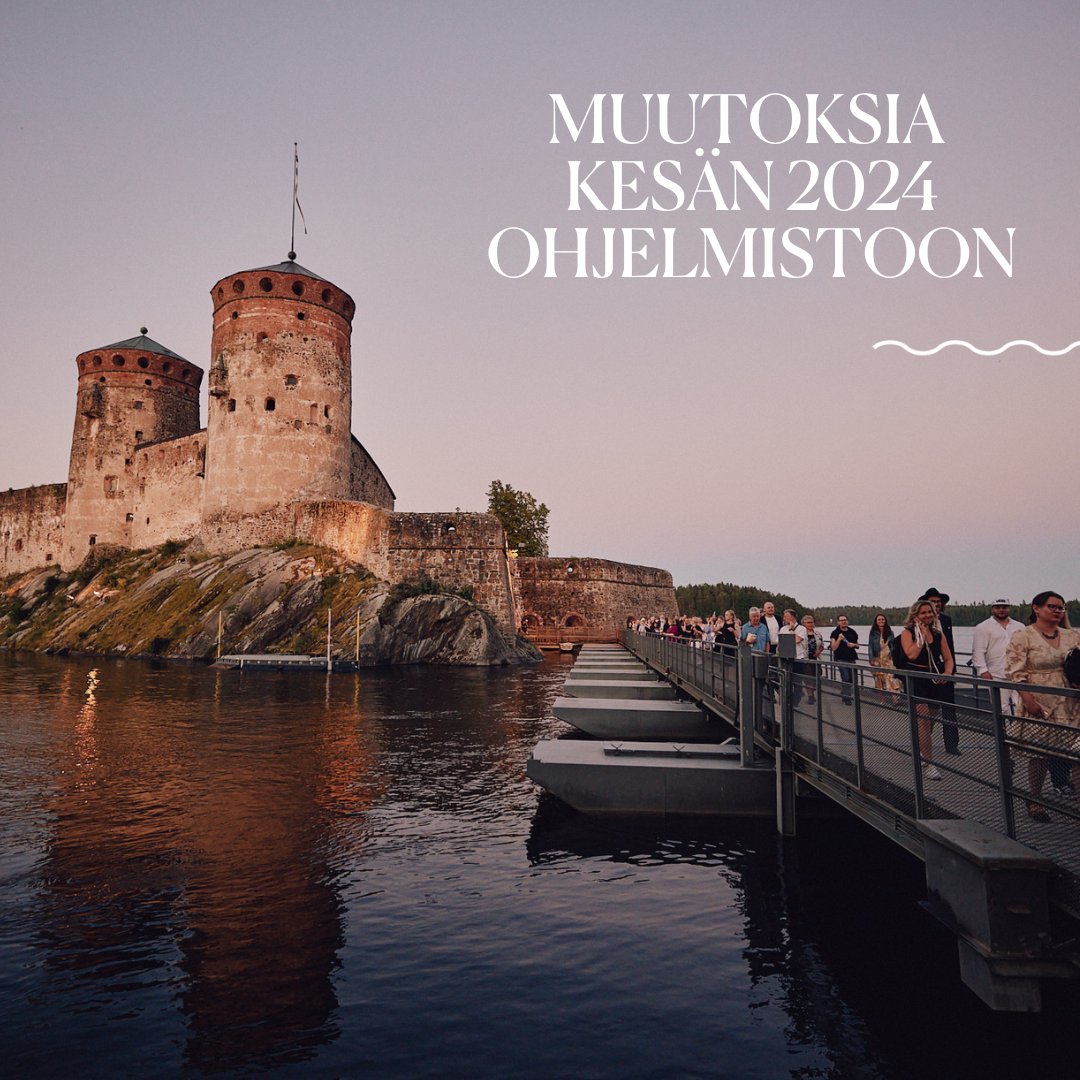 Prahan kansallisoopperan Katja Kabanova -esitykset 29.7. ja 1.8. peruuntuvat ja Myyty morsian -esitys lauantaina 3.8. siirtyy torstaille 1.8. aikataulusyistä johtuen. Pahoittelemme ohjelmiston muutoksia ja niistä aiheutuvaa haittaa. ❤️👉operafestival.fi/2024/02/katja-…