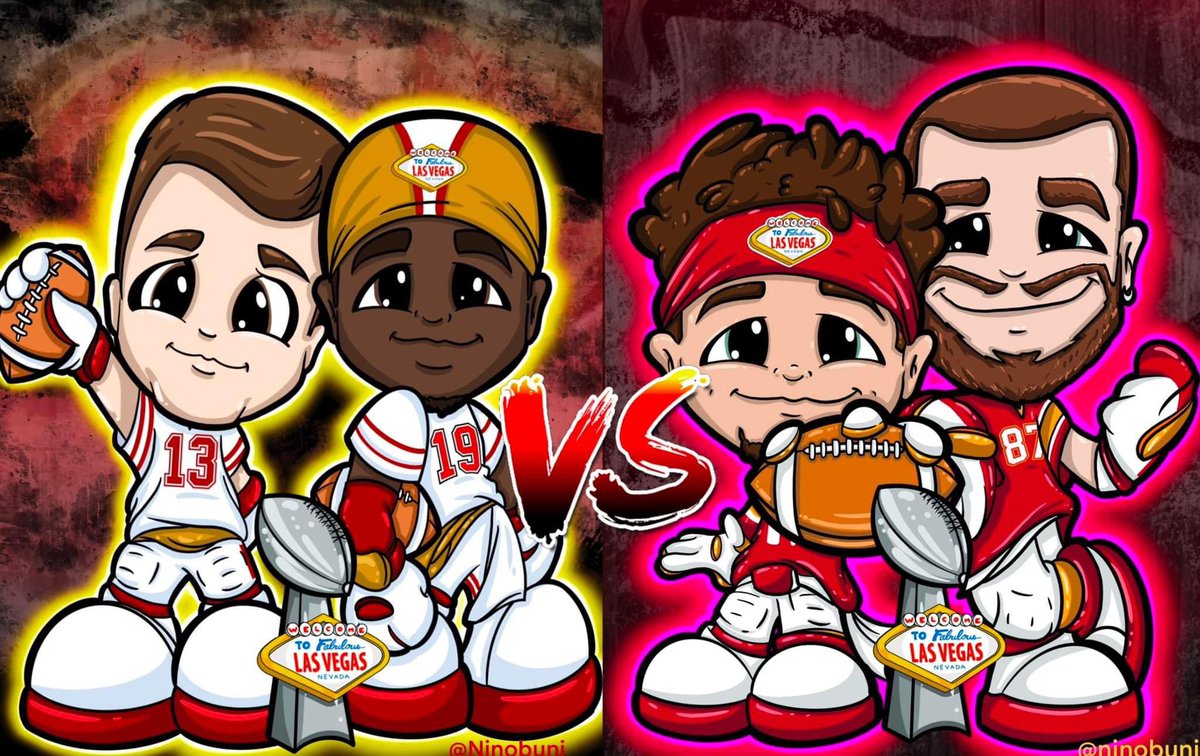 Who’s gonna take the whole thing this year!!  Either way it’s gonna be a crazy Sunday.  I think it’s time for some very limited edition stickers and prints coming to <a href="/soberbowl/">SoberBowl</a>  February 11th where I’ll be set up vending. Hope to see y’all there. #SuperBowl #ninobuniworld #nfl